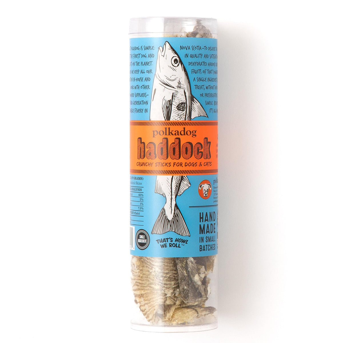 Polkadog Haddock Skins Dog & Cat Treats, Cat Snacks - Crunchy, All-Natural Treats for Dogs, Cats - Savory, Crunchy Puppy Snacks - Sustainable N. Atlantic Haddock Skin - 2 oz.