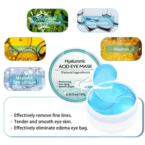 Under Eye Patches, Hyaluronic Acid Eye Mask Moisturizing, 60PCS Eye Gel Pads With Collagen Eye Treatment for Reducing Dark Circles, Wrinkles Anti-Aging, Fine Lines Eye Bags Puffiness Women Men