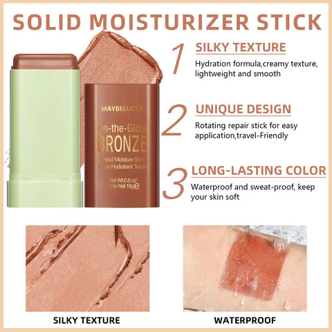 HOSAILY Cream Contour Stick for Cheeks Tint, Multi-Use Makeup Highlighter Blush Bronzer Stick, Natural Glow Solid Moisturizer Stick Blendable Illuminator On-the-Go Shimmer Cream Contour Makeup-03