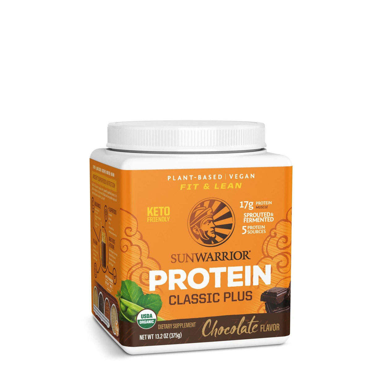 Sunwarrior Vegan Organic Protein Powder Plant-Based | 5 Superfood Quinoa Chia Seed Soy Free Dairy Free Gluten Free Synthetic Free Non-GMO | Chocolate 15 Servings | Classic Plus