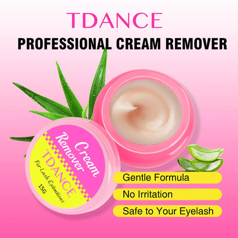 TDANCE Cream Lash Remover for Lash Extensions, Lash Extension Remover, Low Irritation Cream for Sensitive Skin, Professional Eyelash Extension Remover for Salon(Lash Remover,15g)