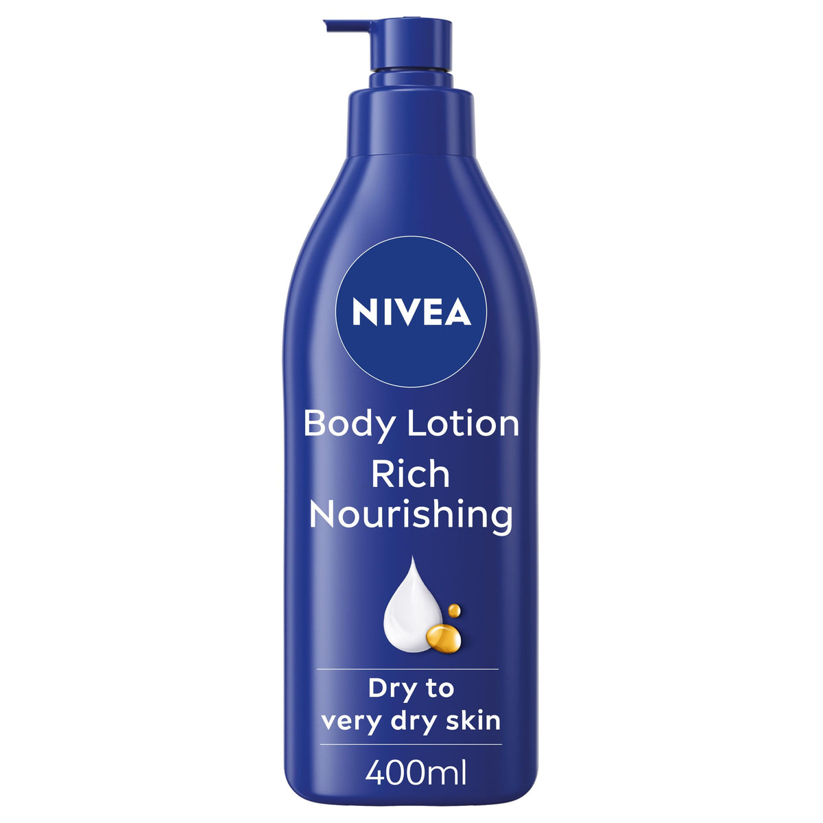 NIVEA Rich Nourishing Body Lotion (400ml), Rich 72H Hydration NIVEA Moisturiser for Dry Skin Made with Deep Moisture Serum and Almond Oil, Intensive Hydration NIVEA Body Lotion