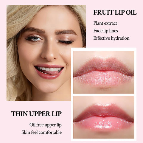 HOSAILY 4 Pcs Crystal Jelly Lip Oil, Fruit Flavoured Hydrating Honey Lip Glow Oil Lip Care, Moisturizing Long Lasting Clear Lip Oil Plumping Lip Gloss Bee Balm for Dry Lips Makeup