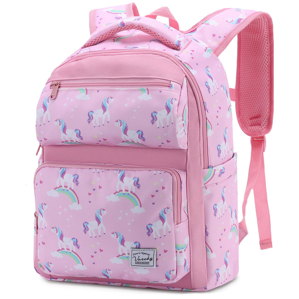 VASCHY Girls Backpack, Kids Cute Kindergarten Preschool Children Backpack 12L Small Bookbag for School Travel Pink Unicorns