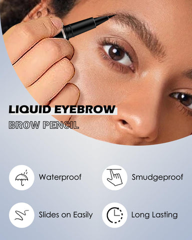 Liquid Eyebrow Pen, Professional Lift Snatch Brow Tint Pen-2Pcs Thin Precision Water Eyebrow Pencil Eyeliner Pen,Longlasting Waterproof & Smudge-proof Eyebrow Filler,for Women Eye Makeup-Light Brown