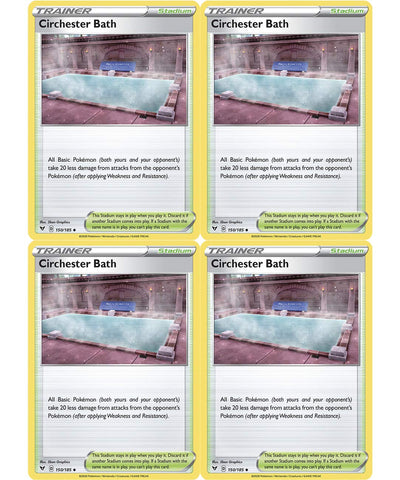 Pokemon Trainer Set - Circhester Bath 150/185 - Sun Moon Vivid Voltage - x4 Stadium Card Lot