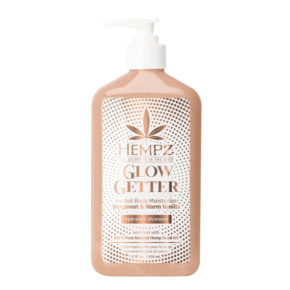 Hempz Glow Getter Bergamot & Warm Vanilla Herbal Body Moisturizer Lotion with Shimmer - 17 oz.