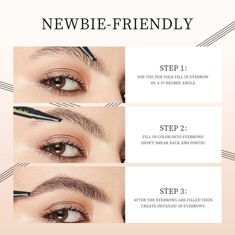 Professional brown eyebrow pencil with 4 paws, long-lasting, waterproof, natural-looking, liquid micropigmentation eyebrow pencil that stays on all day long?Light Brown?