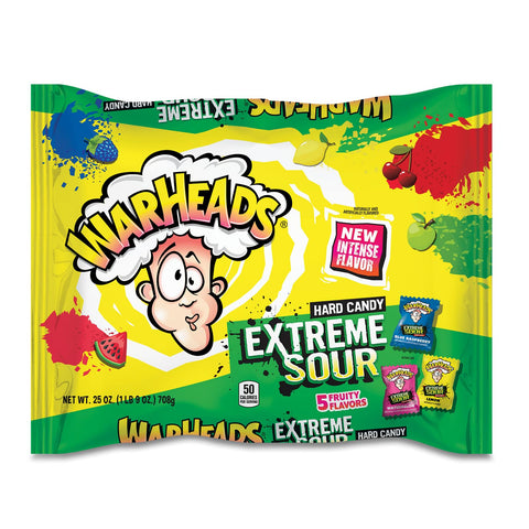 Warheads Extreme Sour Hard Candy 175 Pieces Assorted Flavors - 25 oz bag