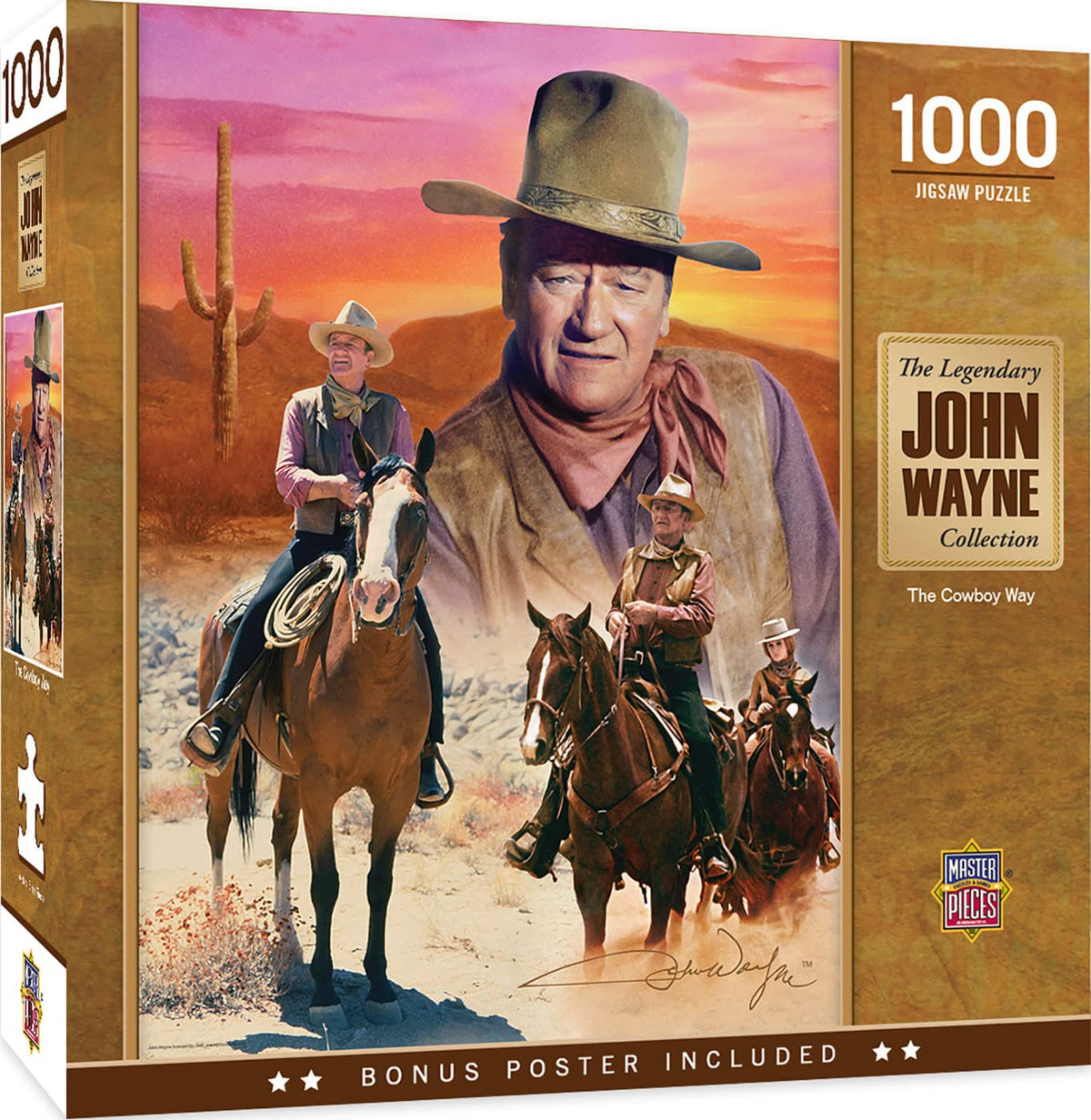 Masterpieces 1000 Piece John Wayne Jigsaw Puzzle for Adults, Family, Or Kids - The Cowboy Way - 19.25"x26.75"