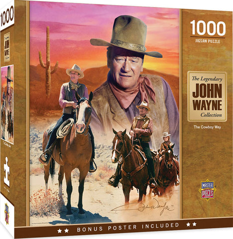 Masterpieces 1000 Piece John Wayne Jigsaw Puzzle for Adults, Family, Or Kids - The Cowboy Way - 19.25"x26.75"