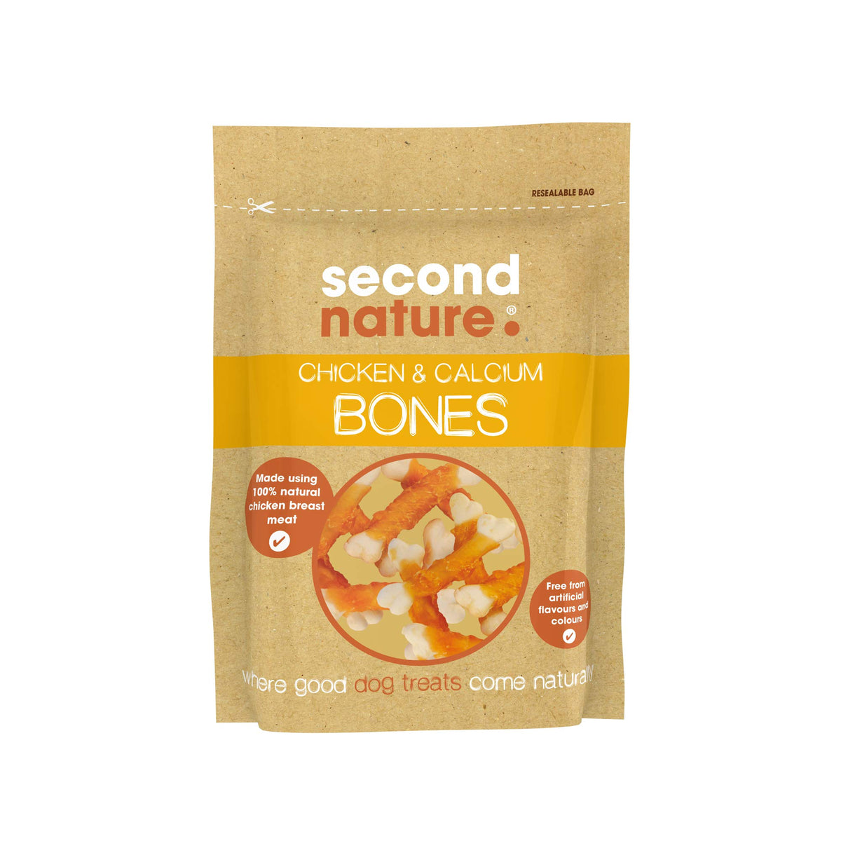 Second Nature Premium, Dog Treat Chicken & Calcium Bones 10x100gm