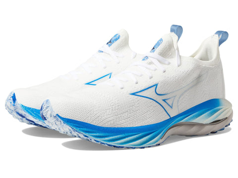 Mizuno Running Men's Wave Neo Wind Running Shoe, Undyed Wht-Peace Blue, 7