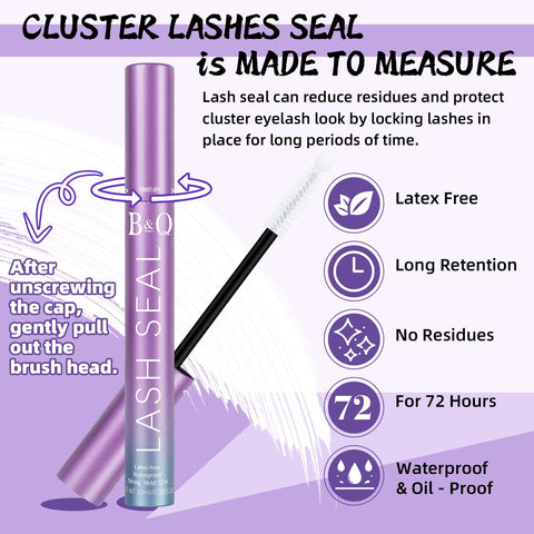 B&Q Lash Sealant 10ML Clear Mascara Lash Sealer for Cluster Lashes Waterproof Overnighter Lash Extension Sealant Healthy Lash Overnight Sealer Longer Life Coating Lash Seal (Clear Seal 10ml)