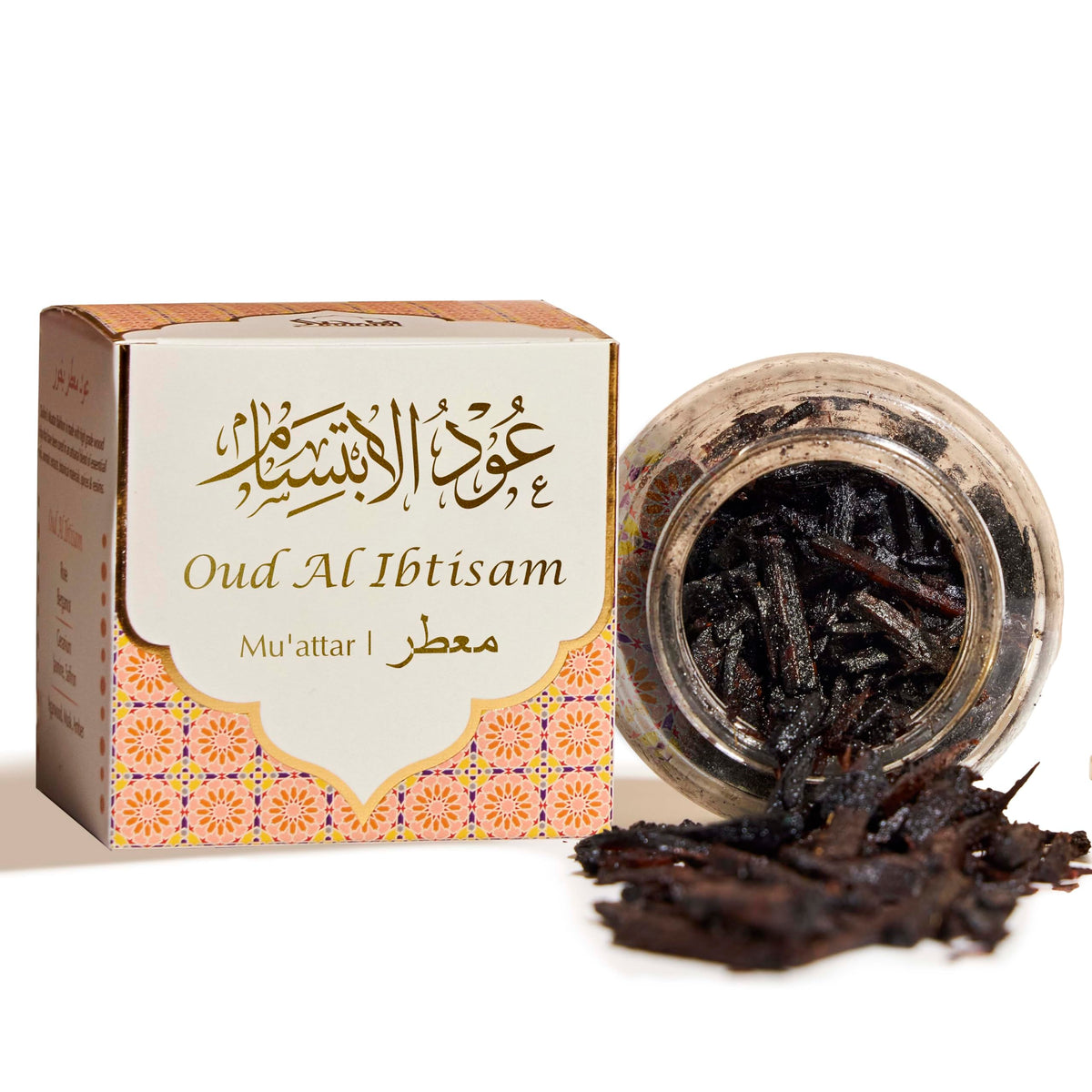 Oud Al Ibtisam Muattar Bakhoor??? ???????? ???? ???? by Dukhni | 1 jar X 40 grams | Arabic Bakhoor Incense | Aromatic Wood Chips | Warm Floral Oud Blend | Perfect for Prayer Time