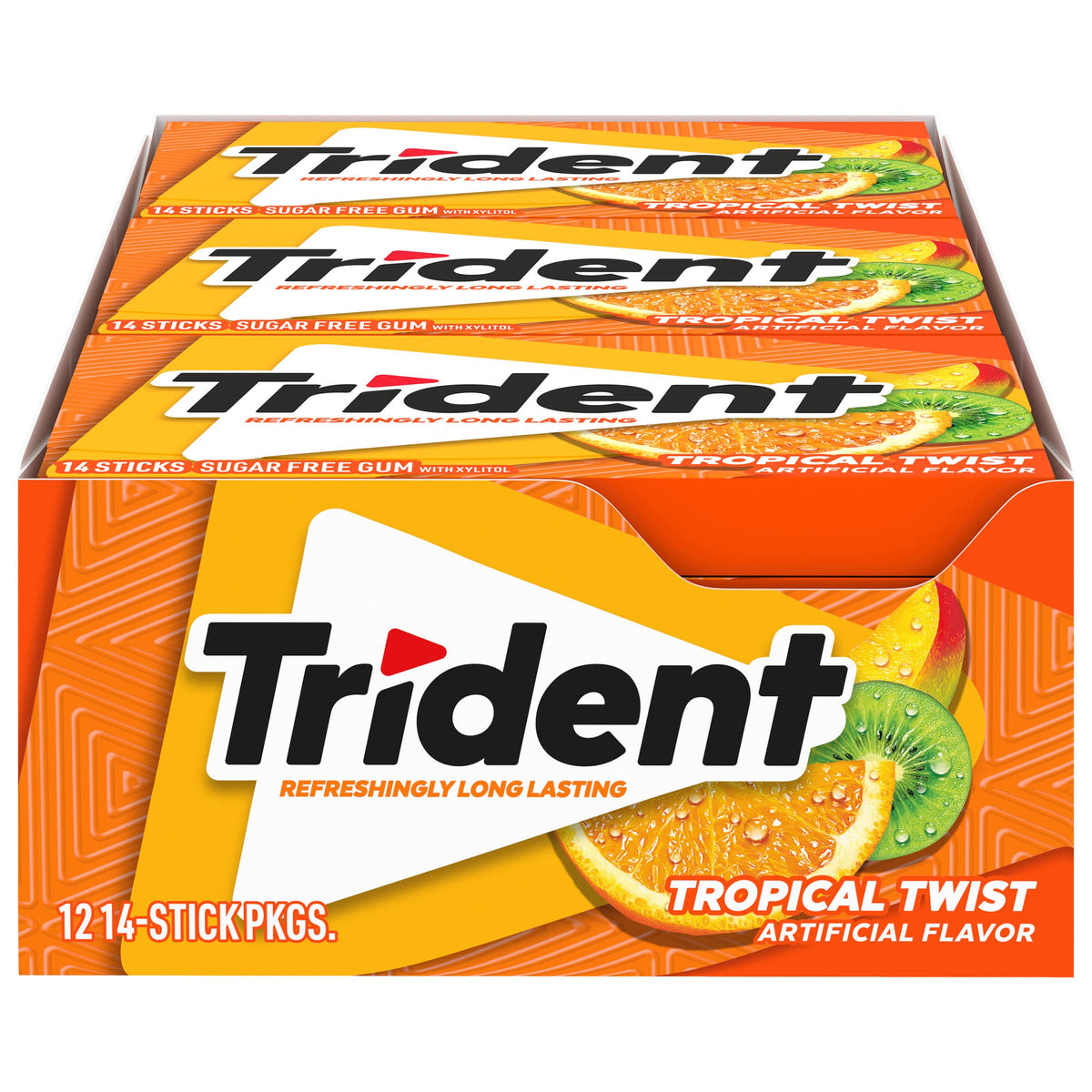 Trident Tropical Twist Sugar Free Chewing Gum with Xylitol 14 Sticks 39 g