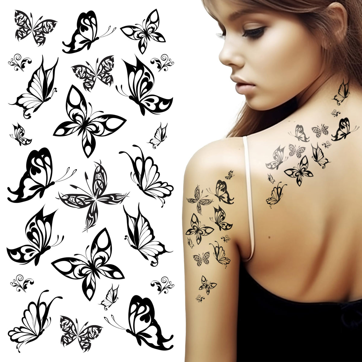 SupperbÃ‚Â® Temporary Tattoos - Small Black Butterflies (Set of 2)