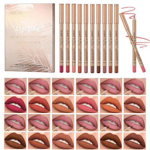 Bekoeen 12PCS Matte Lip Liner Set,Waterproof Lipstick Liner Slim,High Pigmented Creamy Lipliners Pencil,Non-fading Long Lasting Lip Liner Pencil for Women