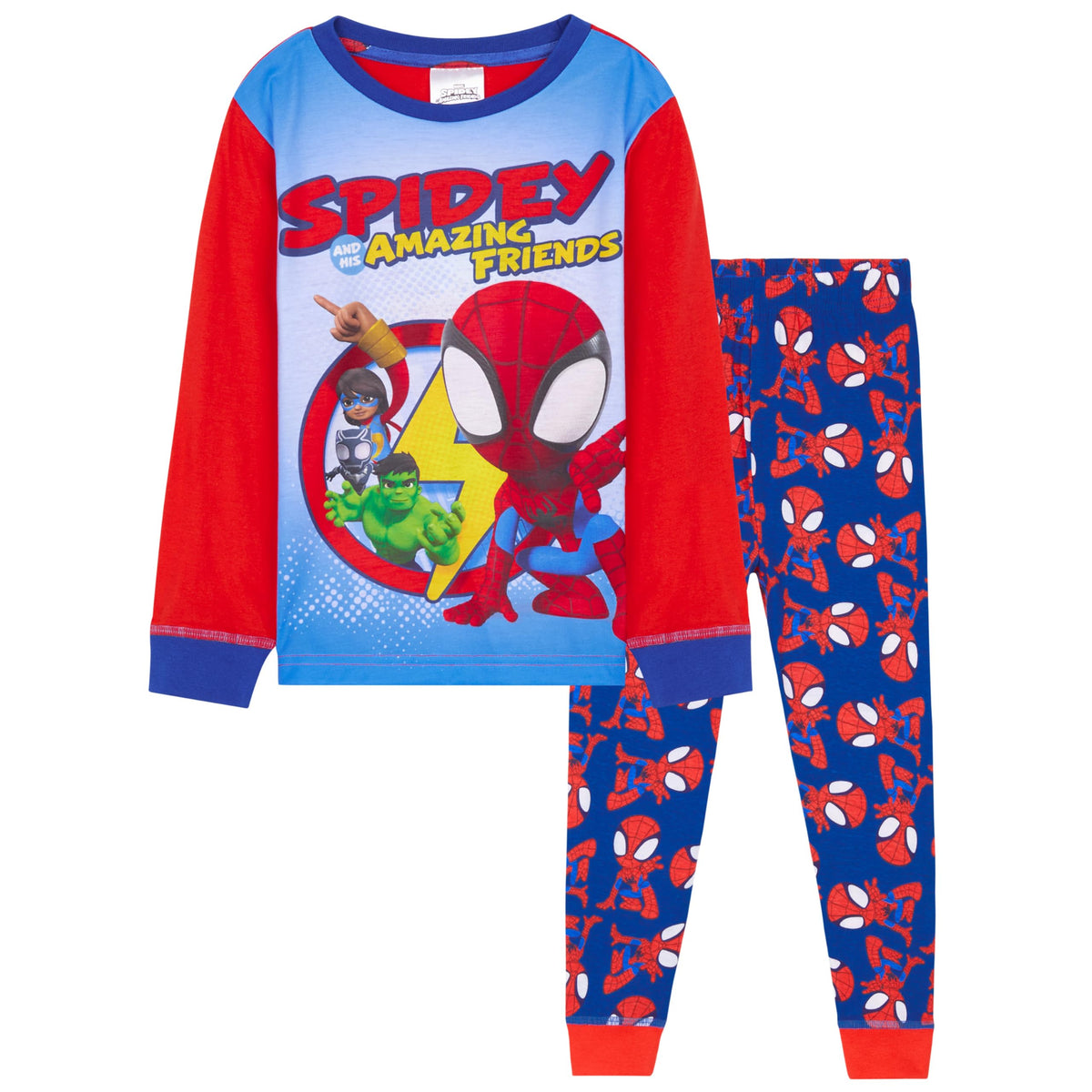 Marvel Spiderman Boys Long Pajama Set, Comfy Loungewear Kids PJ - Gifts For Boys (Multi, 5-6 Years)