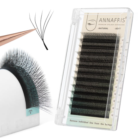 ANNAFRIS 5D Premade Fan W Shape Eyelash Extensions 0.07 D Curl 13mm Volume Self Fanning False Lashes Makeup Supplies Professional Use Lash Extension(0.07 D, 13mm)