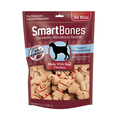 Smartbones Mini Bones with Real Chicken 56 Count, Rawhide-Free Chews for Dogs, SBC-00458