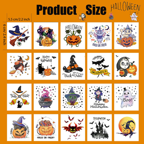 Konsait 40 Sheets Halloween Temporary Tattoos for Kids, Individually Wrapped, Waterproof, Halloween Party Favors