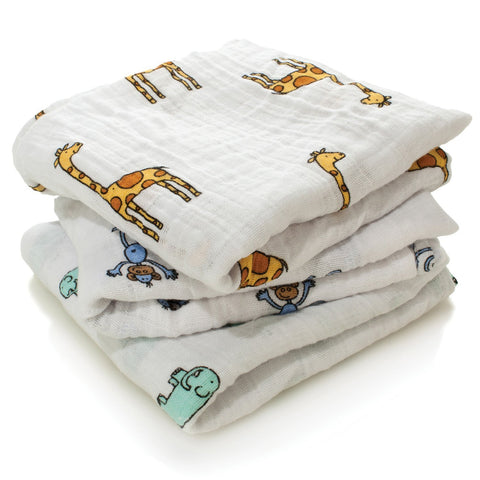 aden + anais 100% Cotton Muslin Musy Squares, Multi-use Baby Cloths for Girls & Boys, 70x70cm, Ideal Newborn & Infant Nursing Set, Perfect Shower Gifts, 3 Pack, jungle jam