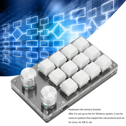 Mini 12 Key Keypad Mechanical Keyboard, RGB Multifunction DIY Programmable Keypad, One Handed Macro Mechanical with Adjustment Knob for Office Gaming Lab(White)