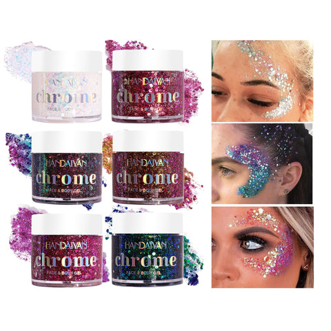 AKARY Bule Green Holographic Body Glitter Gel for Body, Face, Hair and Lip, Color Changing Mermaid Glitter Gel Under Light, Long Lasting Waterproof Sequins Party Glitter Makeup for Rave Festival, 06