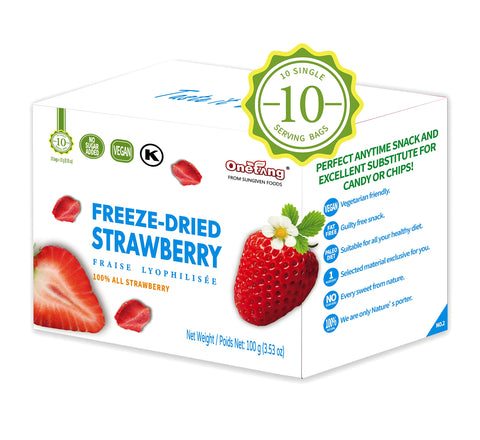 ONETANG Freeze-Dried Fruit Strawberry, 10 Pack Single-Serve Pack, Non GMO, Kosher, No Add Sugar, Gluten free, Vegan, Holiday Gifts, Healthy Snack 0.35 Ounce