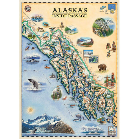 MasterPieces 1000 Piece Jigsaw Puzzle Map For Adults, Family, Or Kids - Alaska's Inside Passage - 19.25"x26.75"