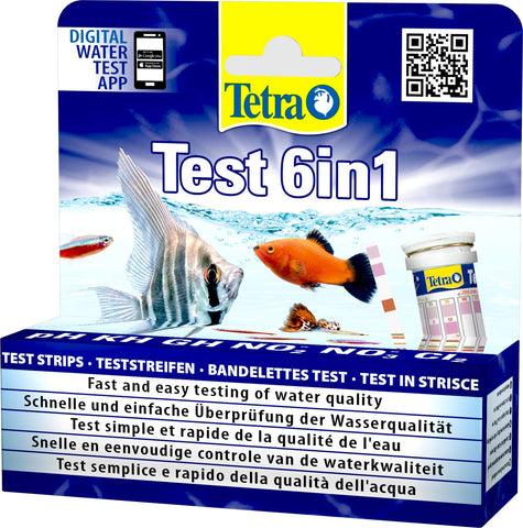 Tetra Test 6-in-1 Strips Aquarium to Test 6 Essential Water Quality Parameters in Less Than 60 Seconds, Pack of 25