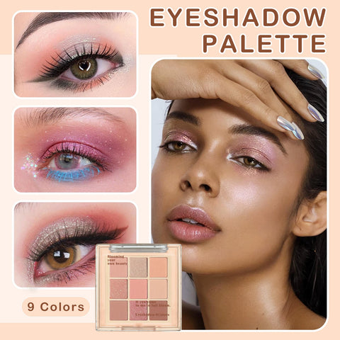 CAHIUYOA 9 Colors Eyeshadow Palette Matte Shimmer Glitter Eyeshadow Palette Korean Neutral Natural Nude Eye Shadow Palette Makeup Highly Pigmented Long Lasting Eyeshadow - 03