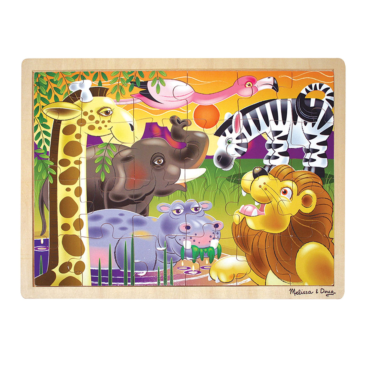 Melissa & Doug African Plains Safari Wooden Jigsaw Puzzle With Storage Tray (24 pcs)