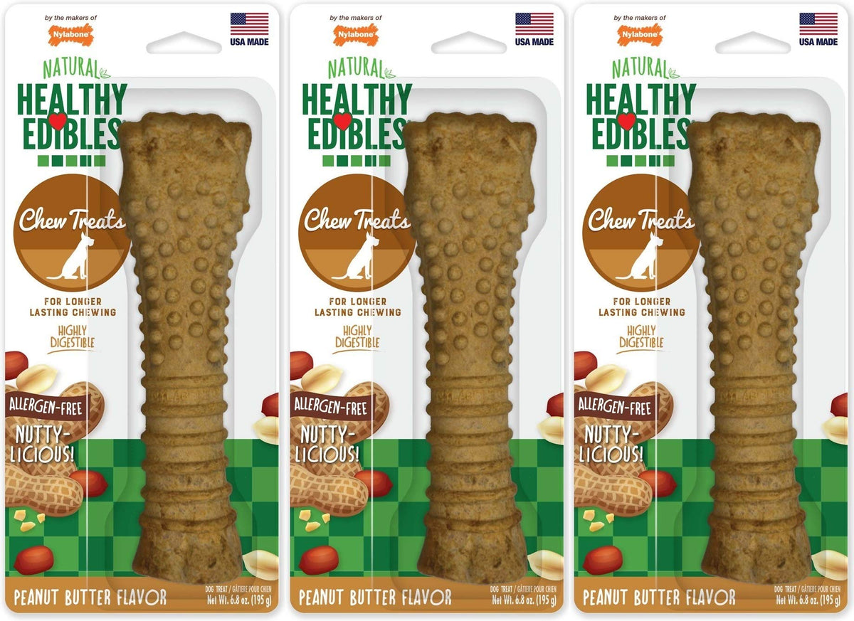 Nylabone Healthy Edibles All-Natural Peanut Butter Treat For Large Dogs - 3 Pack