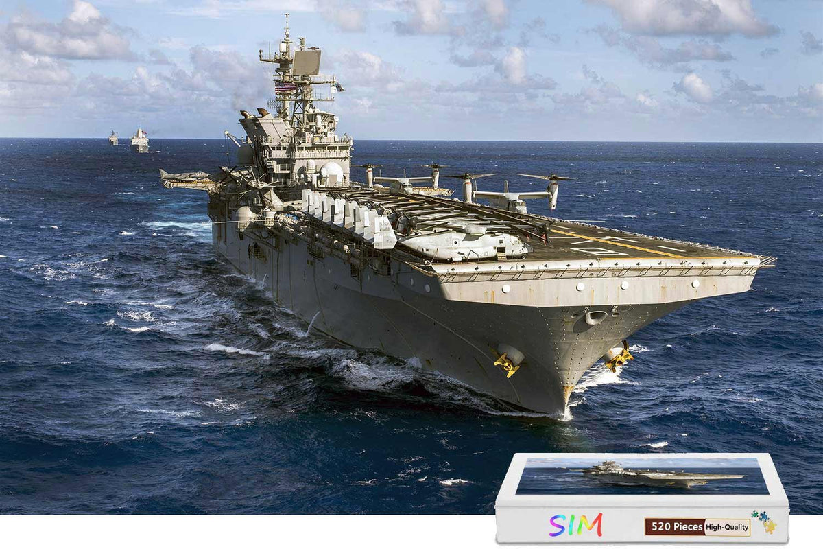 Sim,Perfect Choice for The Puzzle Lover Wooden Puzzle in Box Gift-Wrap - Amphibious Assault Ship Navy,20.6 X 15.1 inch - 500 Piece Jigsaw Puzzle