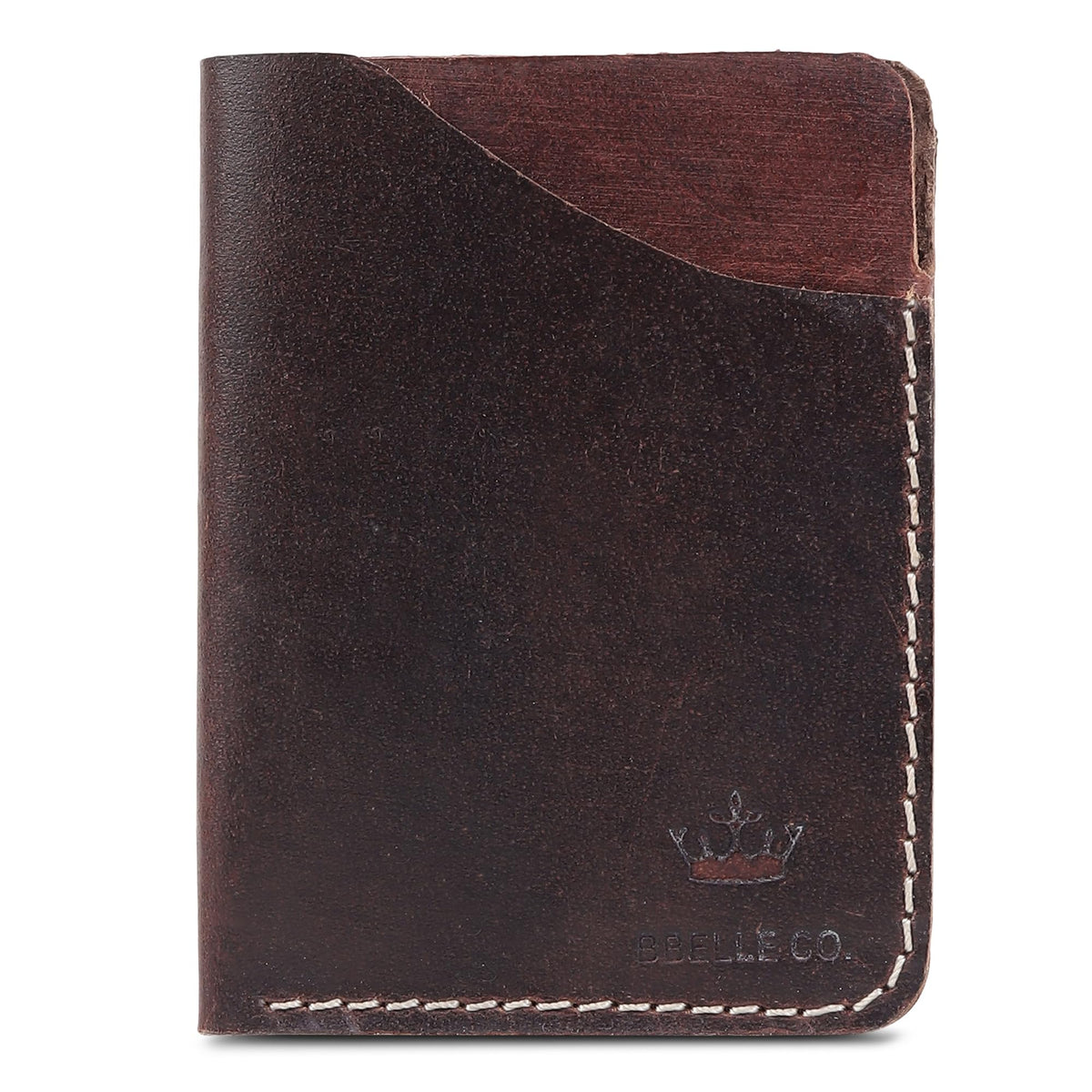 BBELLE CO. Raw Leather Front Pocket Slim Wallets- Genuine Leather. Handmade Minimalist Unisex Credit Card Holder, Reddish brown, Classic Raw Leather Wallet