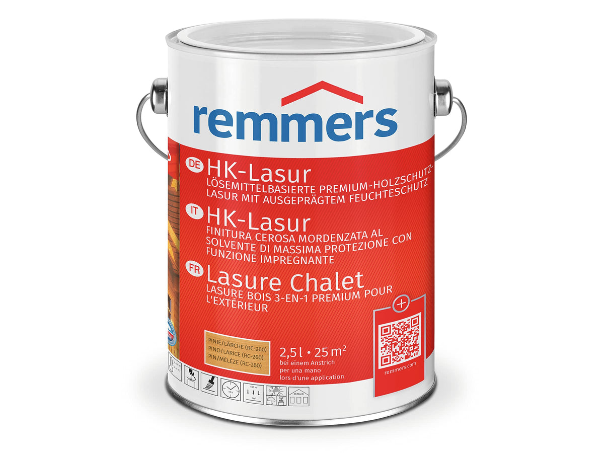 Remmers HK Stain nutwood, 5 litres, Decorative, Solvent-Based Premium Wood Preservative Stain for Exterior use, 3-fold Wood Protection with Impregnation + Primer + Stain