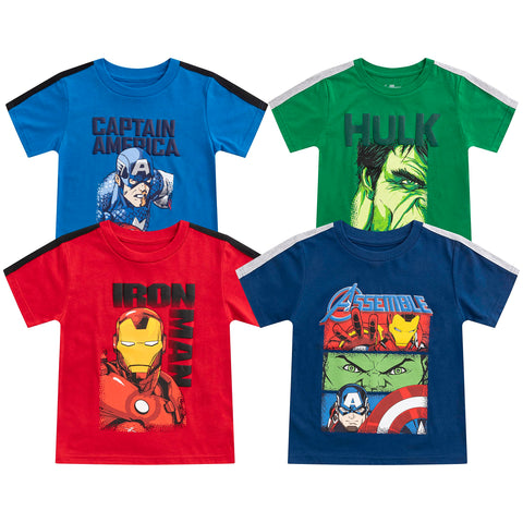 Marvel Little Boys' 4-Pack Avengers T-Shirts, Multi, 4