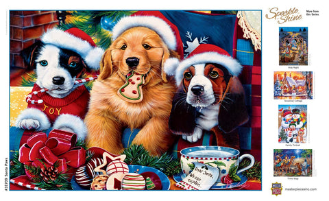 MasterPieces 500 Piece Glitter Christmas Jigsaw Puzzle - Santa Paws - 15"x21"