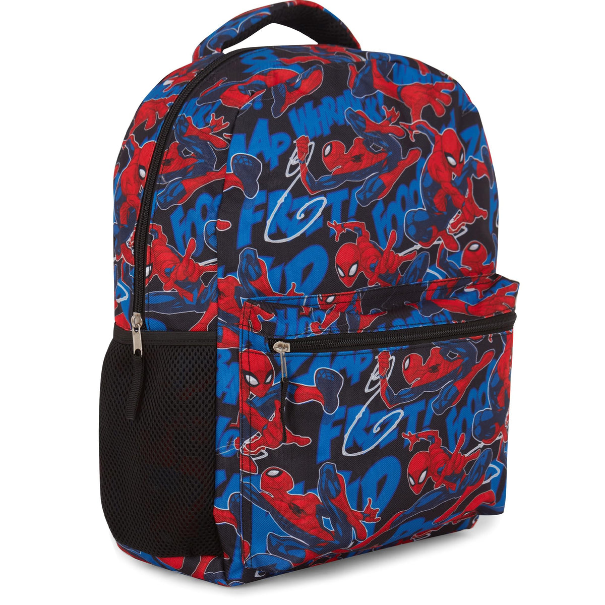 Marvel Comics Allover School Backpack - Avengers, Spiderman, Captain America, Iron Man Hulk - Officially Licenced Bookbag for Boys & Girls (Black Spiderman)