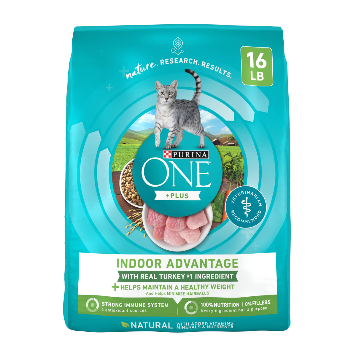 PURINA ONE Natural, Low Fat, Weight Control, Indoor Dry Cat Food, +Plus Indoor Advantage - 16 lb. Bag