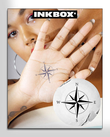 Inkbox Temporary Tattoos, Semi-Permanent Tattoo, One Premium Easy Long Lasting, Water-Resistant Temp Tattoo with For Now Ink - Lasts 1-2 Weeks, Compass Tattoo, 3 x 3 in, Compass Rose