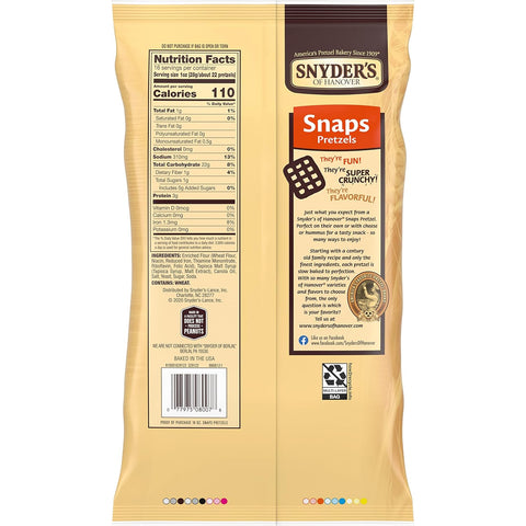 Snyder's of Hanover Pretzel Snaps, Family Size, 16 Oz Bag