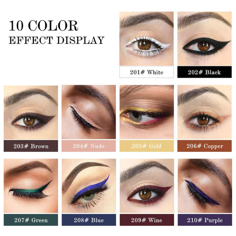 MAEPEOR Gel Eyeliner 10 Colors Smooth Cream Matte Eyeliner Gel Longlasting Waterproof and Smudgeproof High Pigment Eyeliner with Brush (09 Wine)