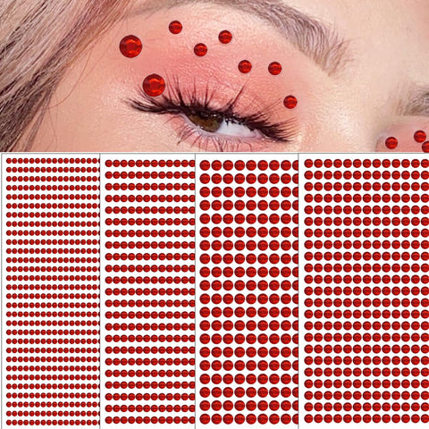 1792 Pcs Self Adhesive Rhinestones for Makeup Face Gems Stick on Face Jewels Eyes Gems Face Stickers Dotting Tools for Nail Art Body Eye Makeup Crafts Decoration Stick on Body Crystal Jewels (Big Red?