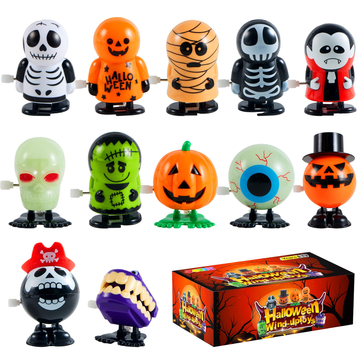 JOYIN 12 Pack Halloween Wind Up Toy Assortments for Halloween Party Favor Goody Bag Filler (12 Pieces Pack)