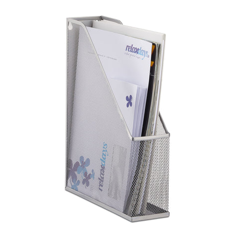 Relaxdays Mesh File Holder, Silver, 31.5 x 7.2 x 25 cm