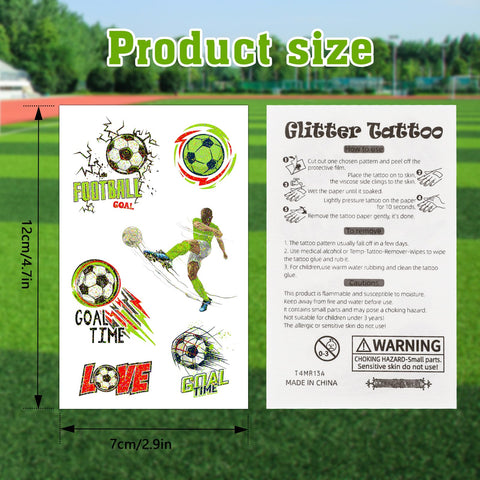 Konsait 20 Sheets Glitter Tattoos Soccer Tattoos Temporary for Kids Boys Tattoos Soccer Washable Tattoos for Kids Football Tattoos Soccer Favors Sports Tattoos Temporary for Kids Soccer Themed Gifts