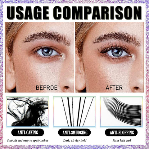 4D Silk Fiber Lash Mascara,Black Mascara Waterproof Voluminous Natural Lengthening,Long-Lasting& Smudge-Proof No Flaking No Clumping Eyelashes All Day Exquisitely Full(Black)